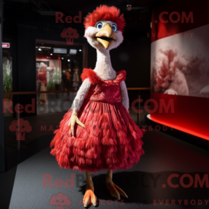 Mascottefiguur van een rode...