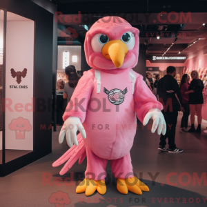 Maskottchenfigur eines rosa...