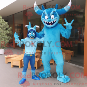 Maskottchenfigur eines Cyan...