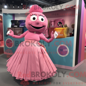Maskotkarakter av en rosa...
