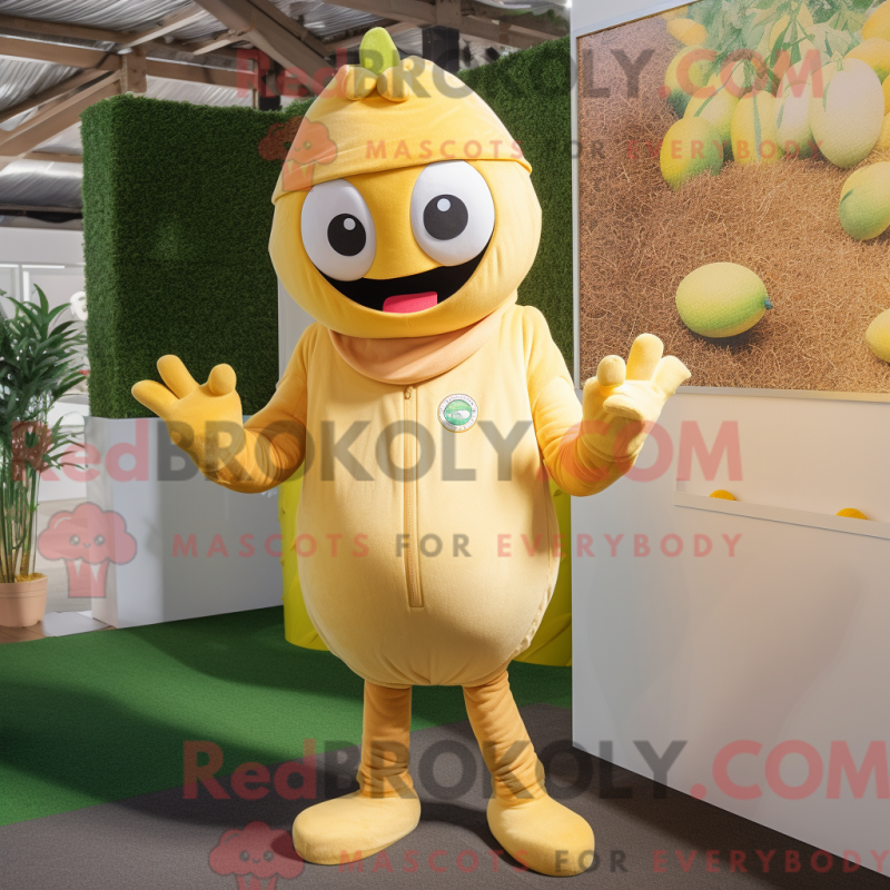 Fantasia de mascote de um Limão bege com macacão e gorros - Mascotes de limão - REBROKO_418068 - RedBrokoly.com