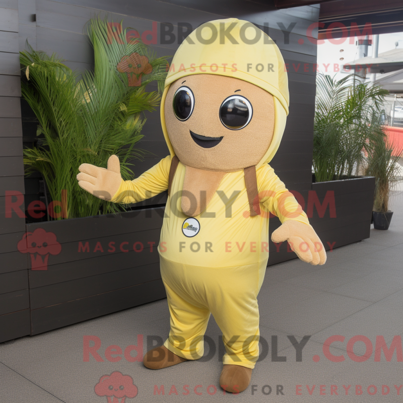 Fantasia de mascote de um Limão bege com macacão e gorros - Mascotes de limão - REBROKO_418069 - RedBrokoly.com