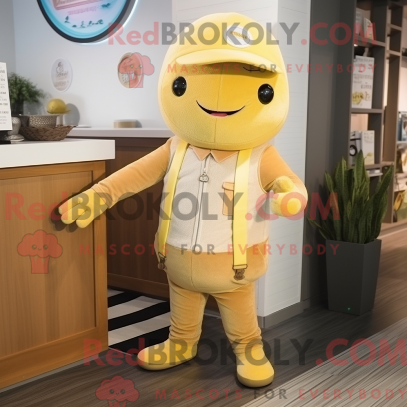 Fantasia de mascote de um Limão bege com macacão e gorros - Mascotes de limão - REBROKO_418070 - RedBrokoly.com