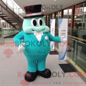 Maskot karakter af en cyan...