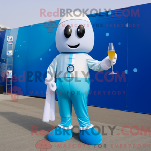 Maskot karakter av en cyan...