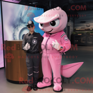 Maskot karaktär av en rosa...