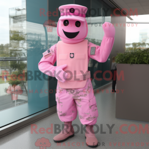 Mascottefiguur van een roze...
