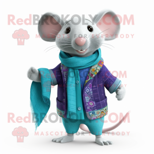 Cyan Rat mascotte kostuum...