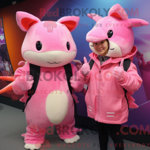 Mascot character of a Pink...