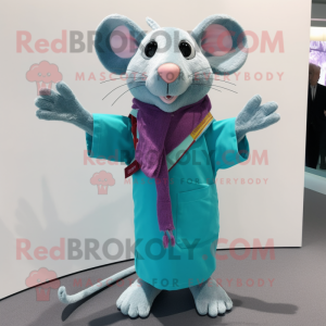 Cyan Rat mascotte kostuum...