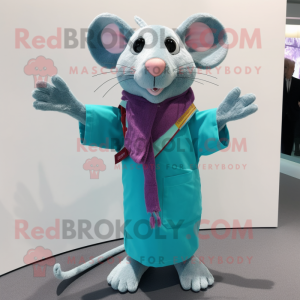 Cyan Rat maskot kostym...