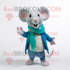 Cyan Rat mascotte kostuum...