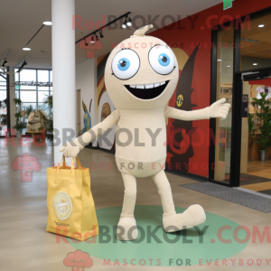 Maskotkarakter av en beige...