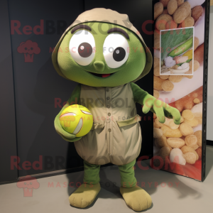 Olive Juggle mascot costume character dressed with a Cargo Shorts and Wraps