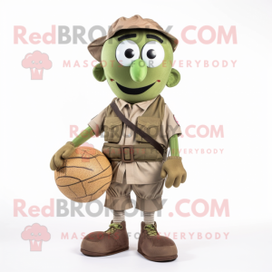 Olive Juggle mascot costume character dressed with a Cargo Shorts and Wraps