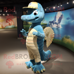 nan Sea Horse mascot costume character dressed with a Baseball Tee and Foot pads