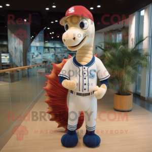 nan Sea Horse mascot costume character dressed with a Baseball Tee and Foot pads