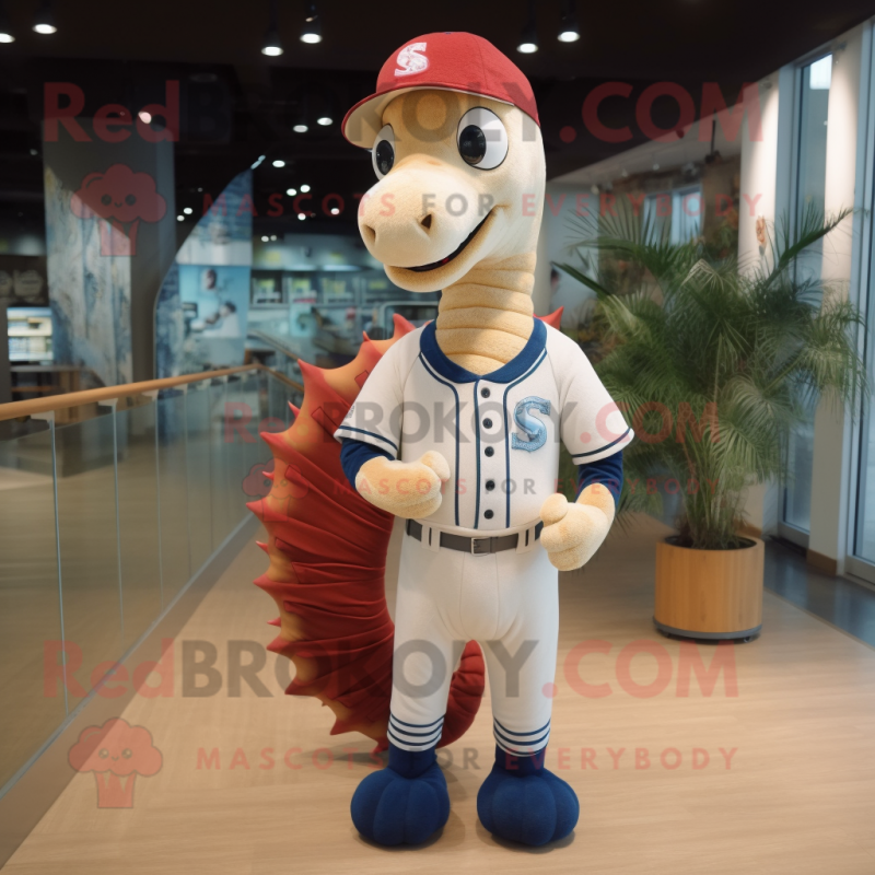 nan Sea Horse mascot costume character dressed with a Baseball Tee and Foot pads nan Sea Horse mascot costume character dressed with a Baseball Tee and Foot pads