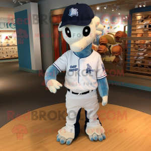 nan Sea Horse mascot costume character dressed with a Baseball Tee and Foot pads