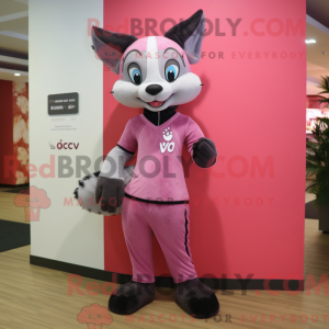 Maskotkarakter av en rosa...