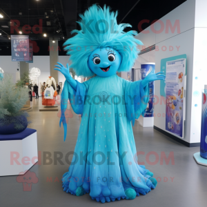 Cyan Queen maskot kostym...