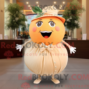 Maskot-karakter af en beige...