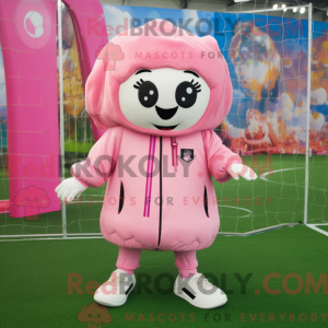Mascottefiguur van een roze...