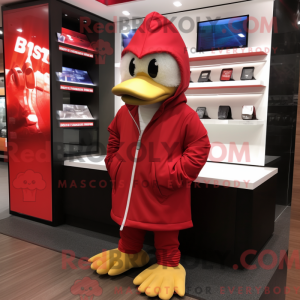 Mascottefiguur van een rode...