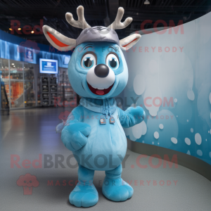 Sky Blue Reindeer mascotte...