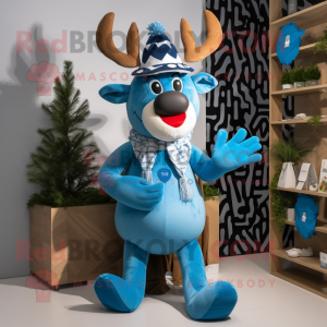 Sky Blue Reindeer mascotte...