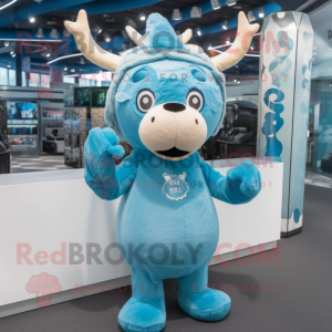 Sky Blue Reindeer mascotte...