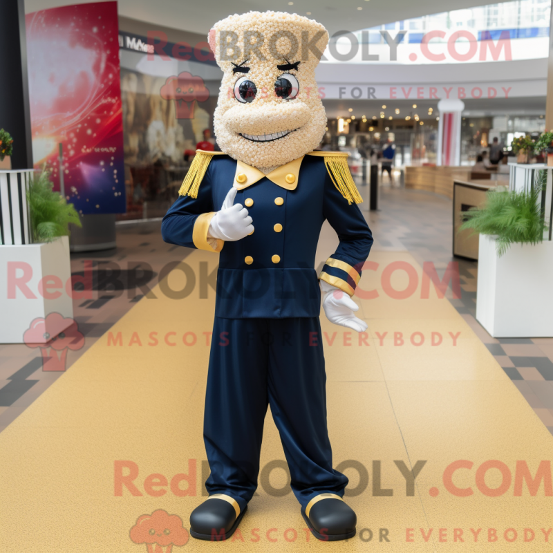 Maskottchen-Figur eines Navy Pop Corn mit Overall und Schnürsenkeln - Popcorn-Maskottchen - REBROKO_418630 - RedBrokoly.com