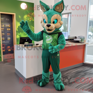 Maskot-karakter av en grønn...