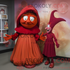 Maskot karakter af en rød...