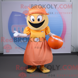 Maskotfigur af en Peach...