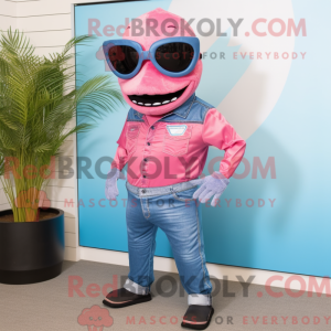 Maskotkarakter af en Pink...