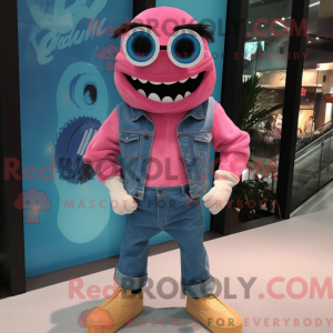Maskotkarakter af en Pink...