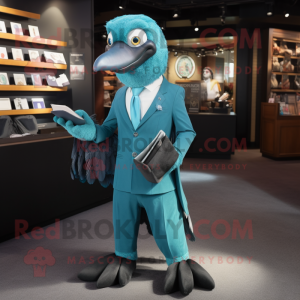 Teal Crow maskot kostume...