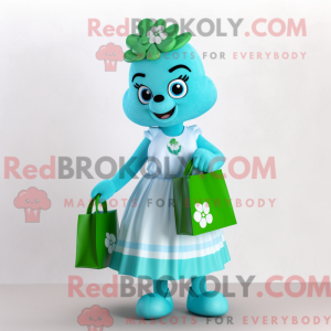 Maskotfigur af en Cyan...