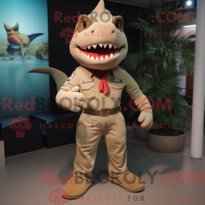 Mascot character of a Tan...