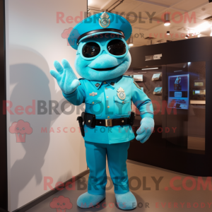 Postava maskota tyrkysového...