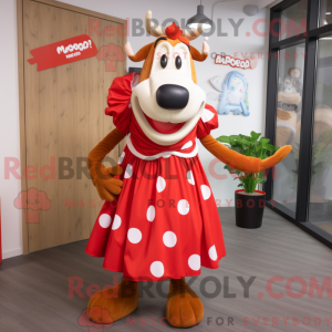Maskot-karakter af en rød...