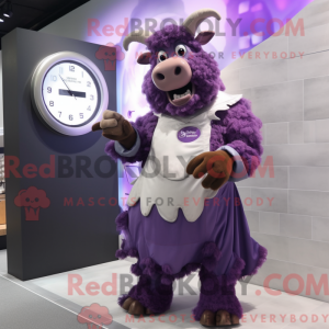 Maskot karakter af en lilla...
