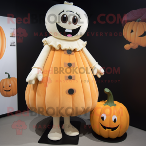 Cream Pumpkin mascot costume character dressed with a Sheath Dress and Coin purses