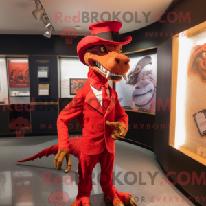 Maskot postava červeného...
