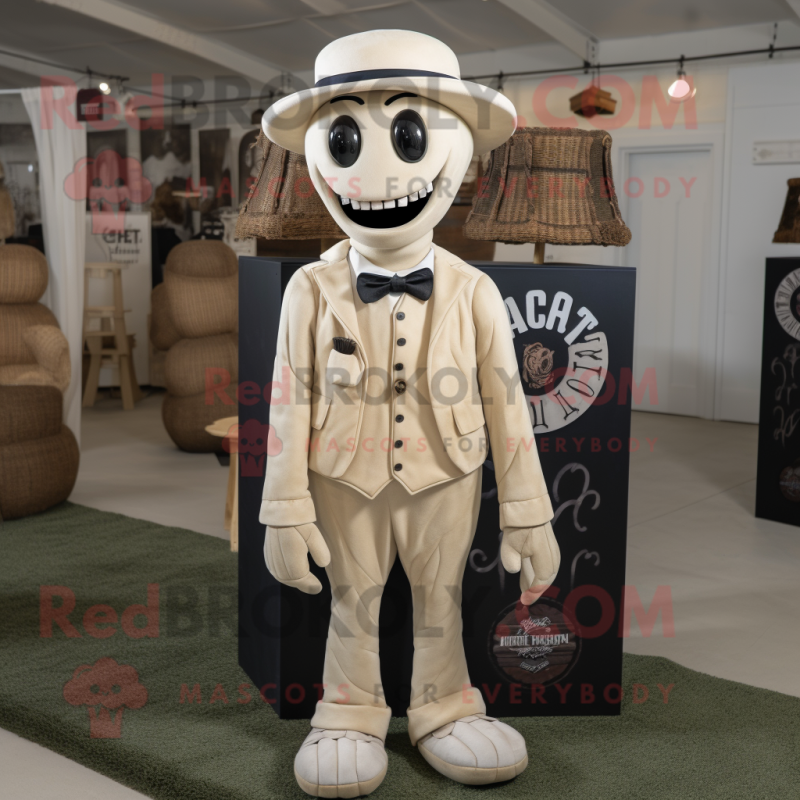 Cream Graveyard mascot costume character dressed with a Henley Shirt and Ties Cream Graveyard mascot costume character dressed with a Henley Shirt and Ties