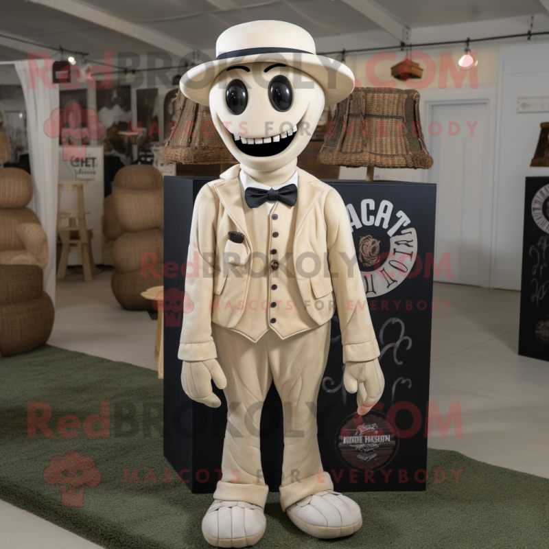 Cream Graveyard mascot costume character dressed with a Henley Shirt and Ties