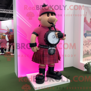 Maskot-karakter av en rosa...