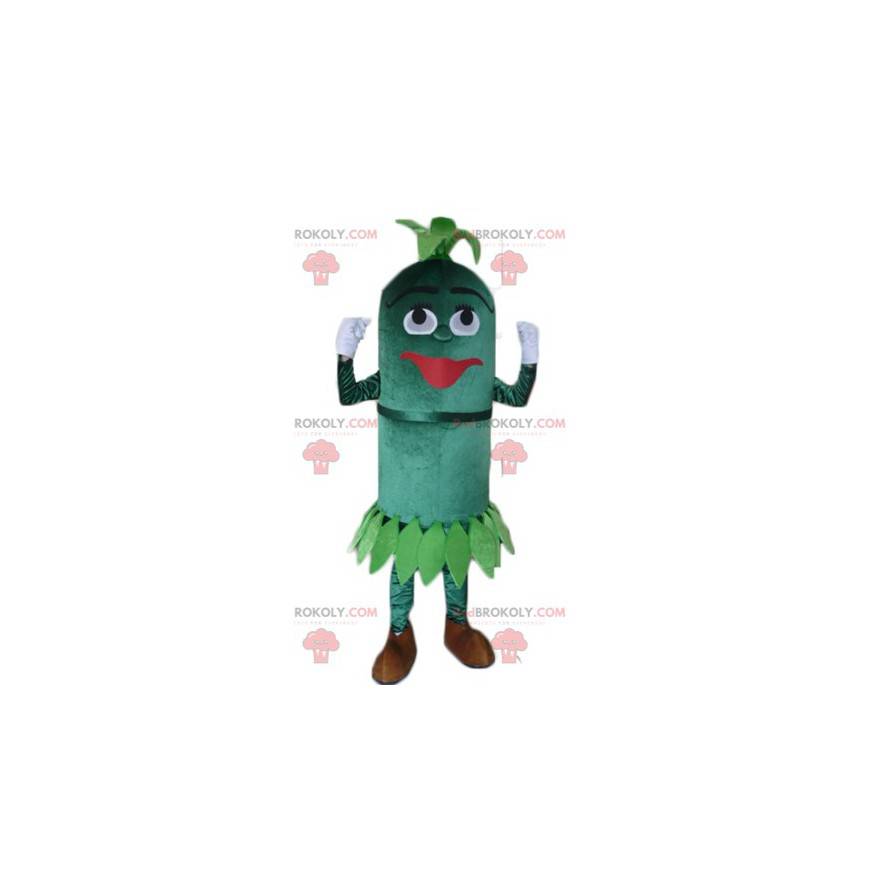 Mascote de planta de boneco de neve oval totalmente verde -