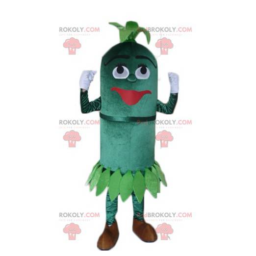 Mascote de planta de boneco de neve oval totalmente verde -